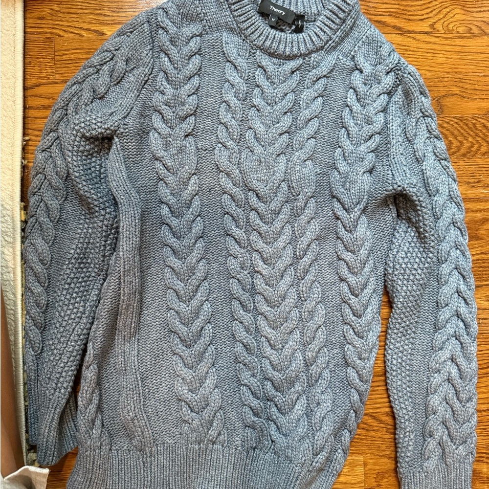 Women’s Theory Gray Cable Knit Sweater